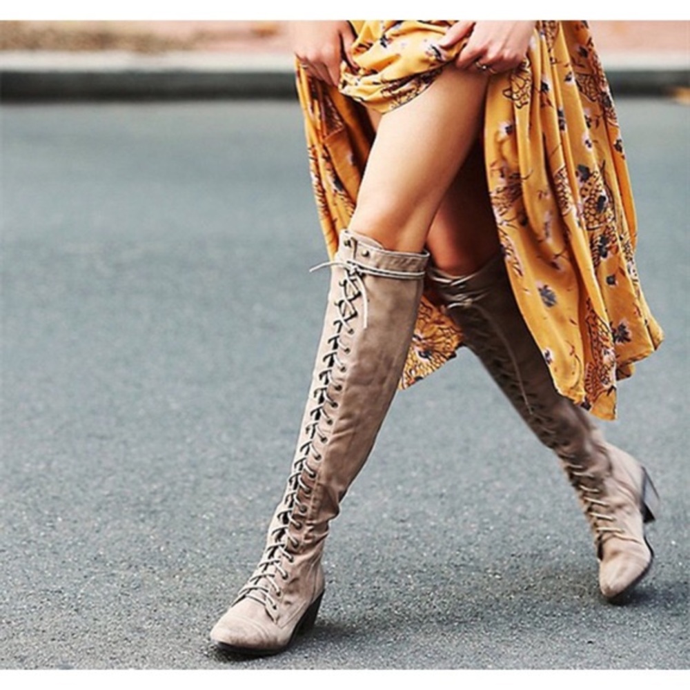 FP Sloppy Joe Lace Up Over The Knee Boots